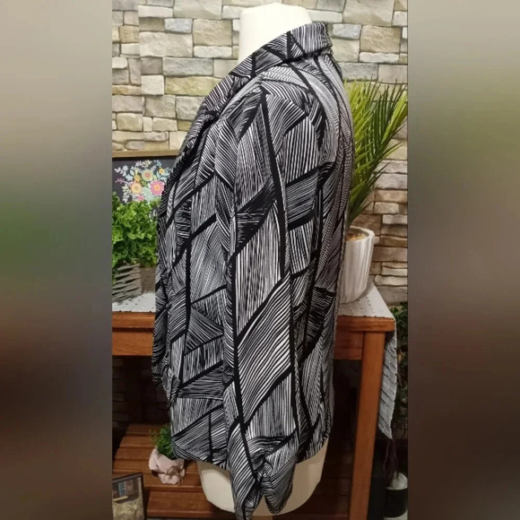 Robert Louis Soft Blazer Jacket Large Black Gray Abstract - Picture 2 of 4